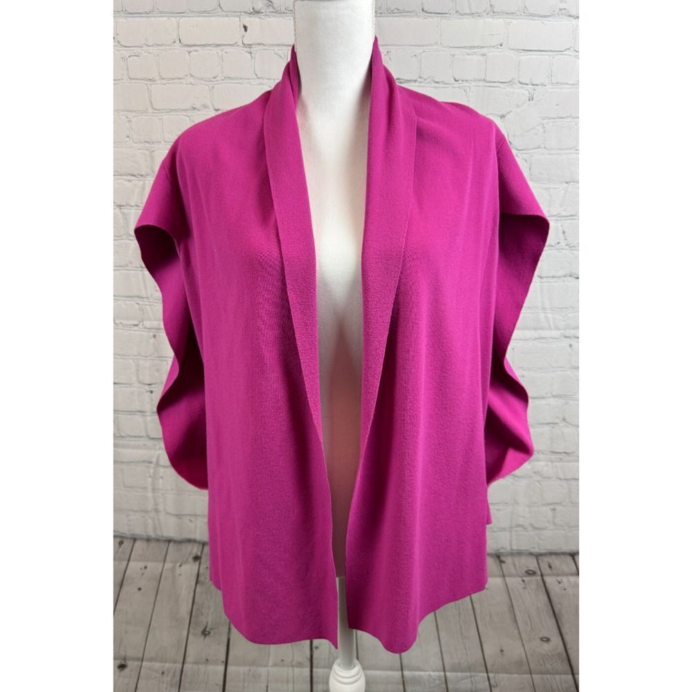 LAFAYETTE 148 NEW YORK pink magenta sleeveless open front cardigan sweater S